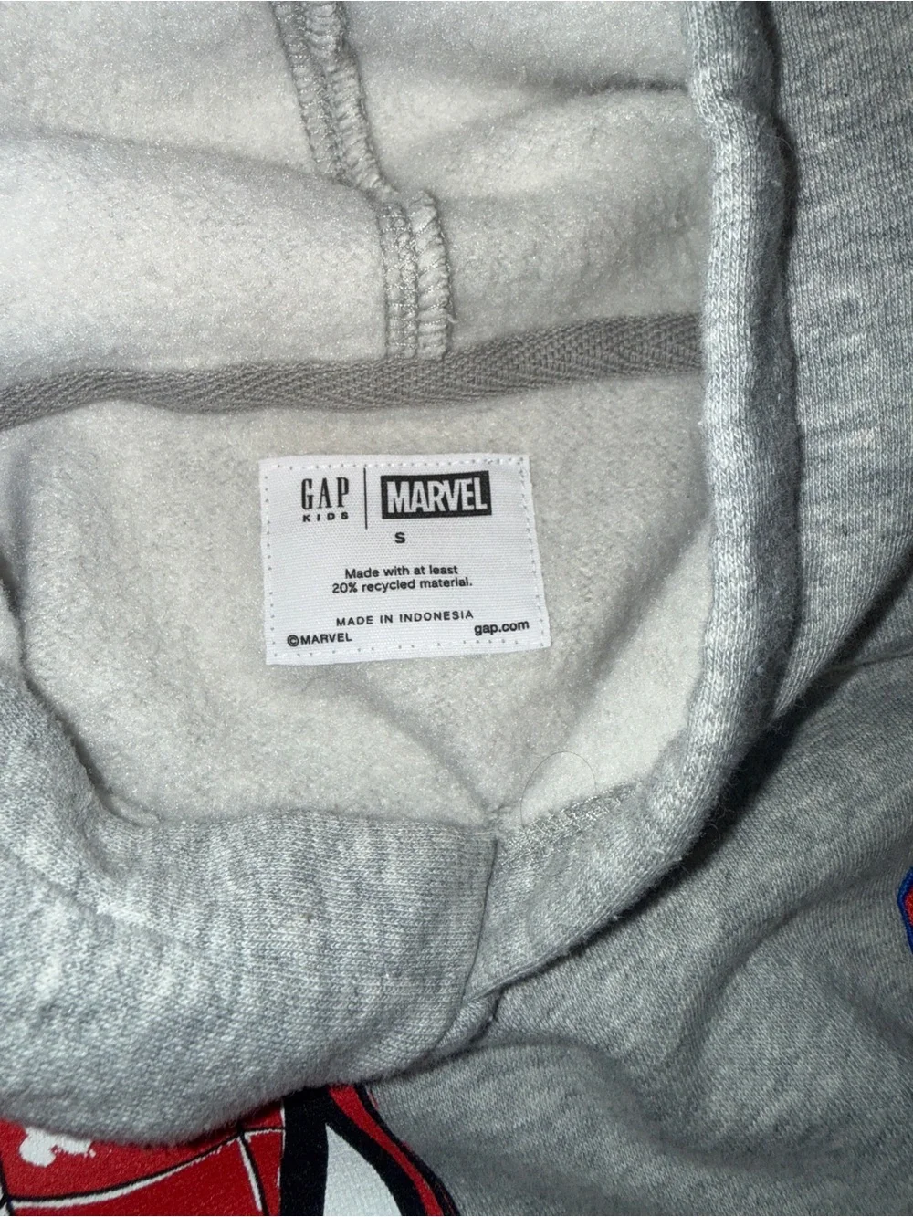GAP Grey Hooded Sweatshirt with Red & Blue Spider-Man Graphic